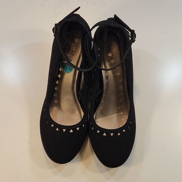 NICOLE NUBUCK FAUX SUEDE WOMEN"S ROUND TOE WEDGE HEEL SHOE - Picture 3 of 14